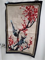 Bluebird cherry blossom tapestry