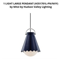 Large 1 Light Pendant-Nickel & Navy