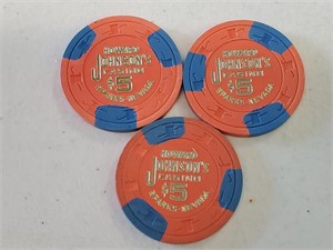 (3) Howard Johnson's $5 Casino Chips