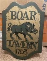 Vtg Wooden "Boar Tavern 1768" Repro Sign