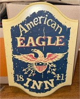 Vtg Wooden "American Eagle Inn 1841" Repro Sign