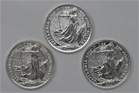 3 - Silver 1ozt Britannias (3ozt TW)