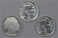 3 - Silver 1ozt Buffalo Rounds (3ozt TW)