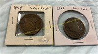 1847+1848 Large Cent Coins