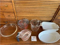 Glass measuring cups & serving casserole dishes