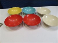6pc Stack MCM Plastic Funky 5" Bowls
