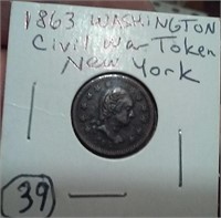 RARE 1863 New York civil war token
