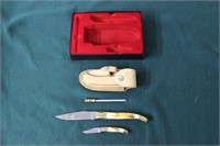 PAKISTAN FOLDING KNIFE SET, WHITE & BROWN COLOR,