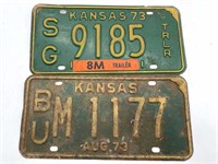(2)  1973 Kansas License Plates
