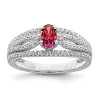 Sterling Silver- Red Austrian Crystal Design Ring