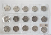 1968-1982 Canada 50 Cents Set of 15 Coins