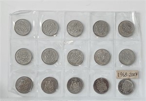 1968-2007 Canada 50 Cents Set of 15 Coins