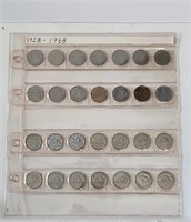 1928-1968 Canada 5 Cents Set of 28 Coins