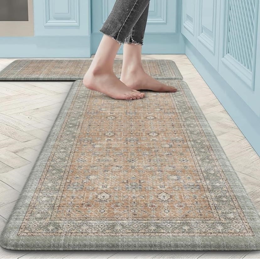 Kitchen Rugs Sets of 2, Distressed Anti Fatigue
