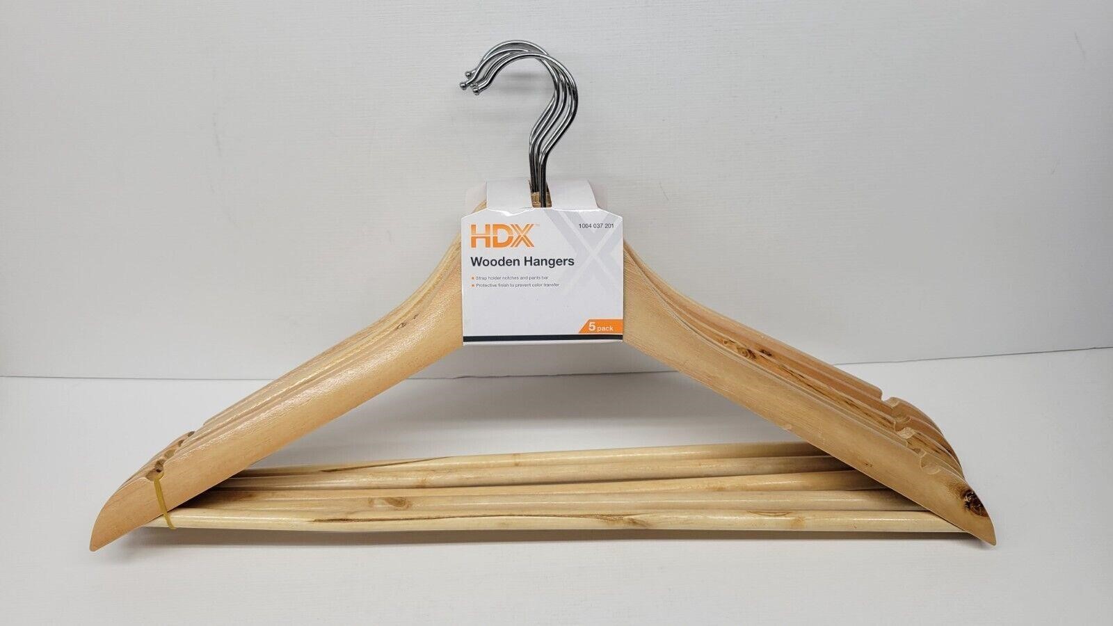 Premium Wooden Clothing Hangers from HDX 5 Pack