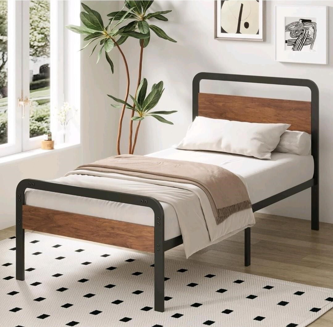 Twin Bed Frames with Wood Headboard