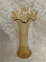 Yellow Iridescent Glass Vase