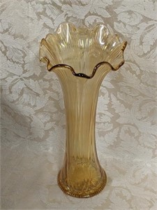 Yellow Iridescent Glass Vase
