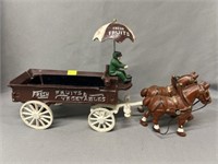 Contemporary Cast Metal Horse and Carriage