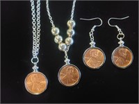 Lincoln Cent Necklace, Bracelet, & Earrings