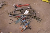 Pipe Wrenches, Hammer, Pliers, Misc