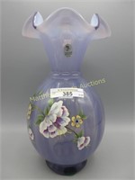 Fenton 10" hand painted lavender opal cased ruffle