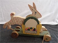 Vintage Wood Rabbit Pull Toy
