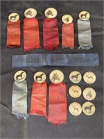 Antique Equestrian Ribbons, Pins & More