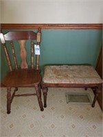 EARLY AMERICAN STYLE DINING CHAIR- PADDED BENCH