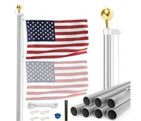 25Ft / Aluminium - Flag Pole with Embroidered Amer