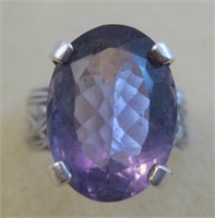 Sterling Silver Purple Stone Ring - Tested