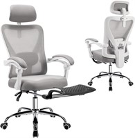 Ergonomic Office Chair  Grey with Footrest