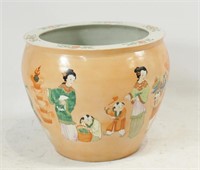 Chinese Famille verte fish bowl w figures