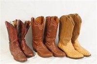 3 Pair Vintage Cowboy Boots