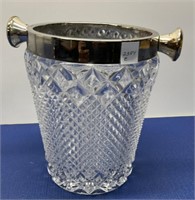Large Cut Glass Ice Bucket 9.5” h