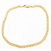 14k Yellow Gold Double Cable Link Ankle Bracelet