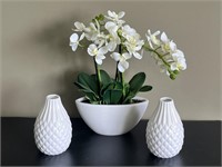 Phalaenopsis Silk Flower Arrangement & 2 Vases