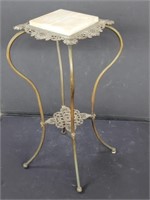 Vintage marble top brass stand 30"h x 14"sq