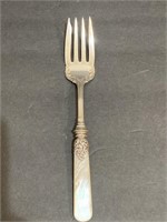 Vintage serving fork with mother-of-pearl handle