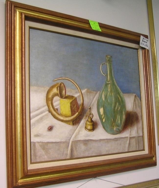 Oil on board still life painting