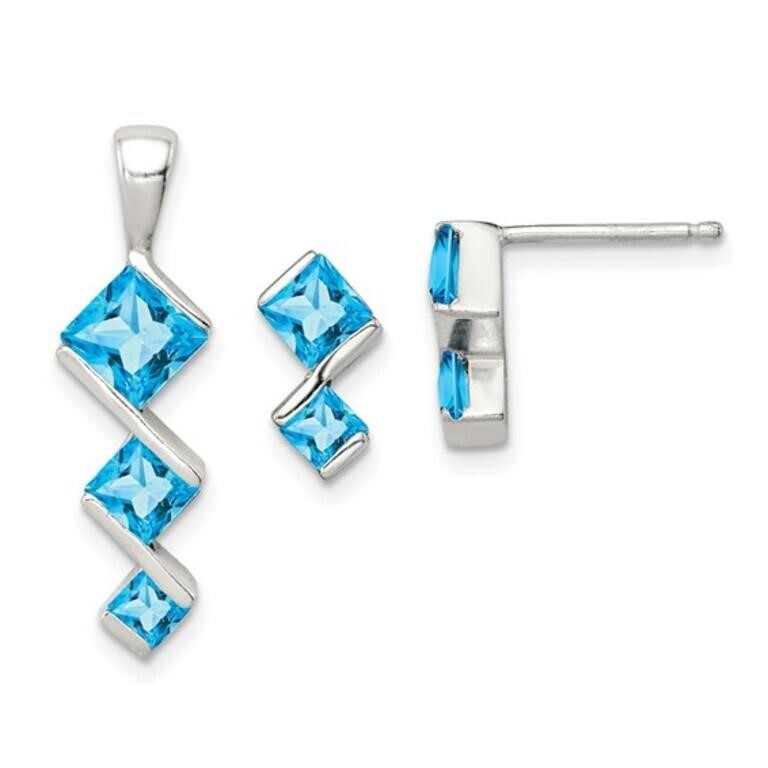 Sterling Silver Blue Topaz Set