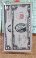 (2) Series of 1963 Red Seal $2.00 Bills