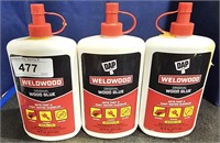 3 Bottles Weldwood Wood Glue  16 fl oz