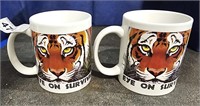 2 Tiger Coffee Mugs "Eye on Survival"