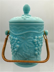 Imperial blue glass satin jar