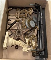 a box lot of cast-iron decor