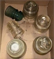 a box lot of telephone insulators