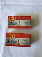 C. I. .22 High Velocity, 50 Rounds, 2 Boxes Total