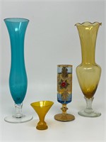 Victorian Glass Vase Bohemian Vase Art Glass