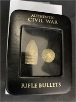 AUTHENTIC CIVIL WAR RIFLE BULLETS IN CASE
